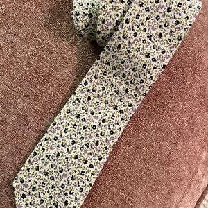 Nick Graham Floral Patterned Tie - Purple and Navy